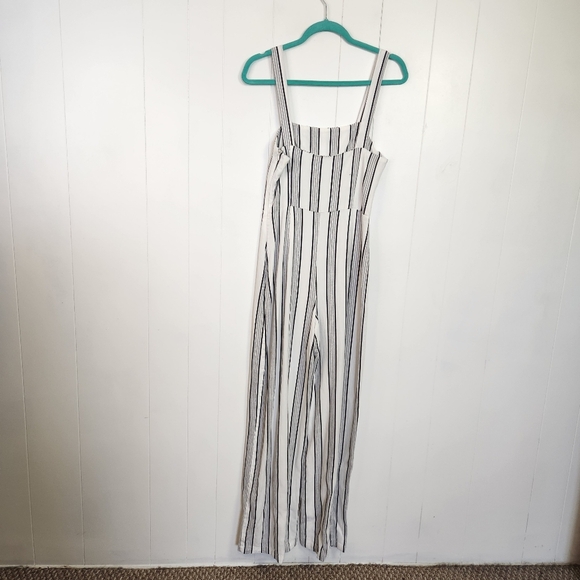 Bershka White Black Stripe Sleeveless Jumpsuit One Piece Size Medium Summer - Picture 4 of 12